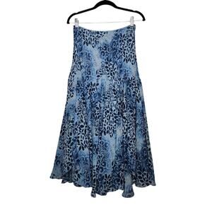 Vintage y2k Boho Fairy Whimsy Asymmetrical Hem Maxi Skirt Blue Flowers Small